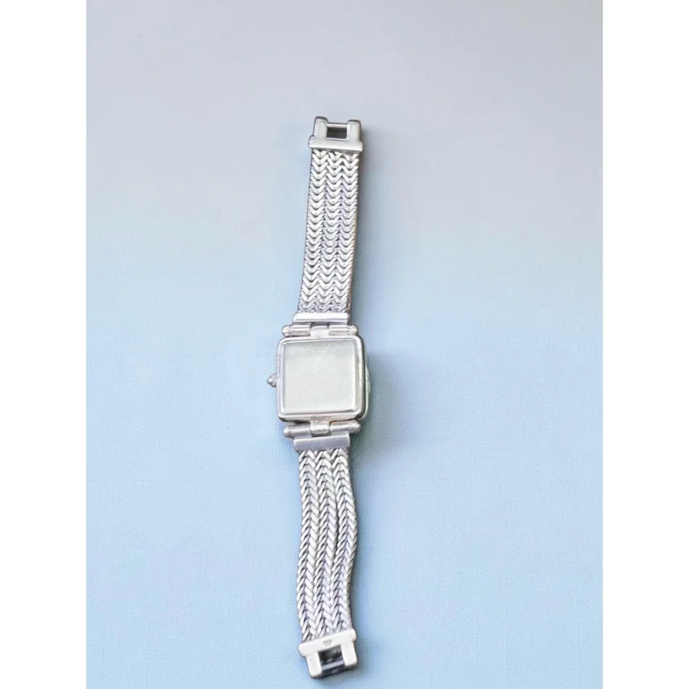Ecclissi Sterling Silver 925 Mother of Pearl Mosaic Dial Bracelet Watch New Batt